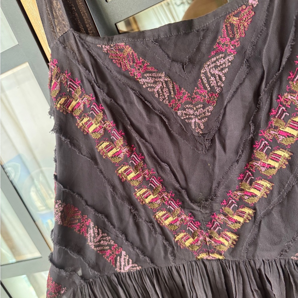 Anthropologie maeve Harlow Embroidered Dress mini plus curve loose sleeveless - Picture 3 of 9
